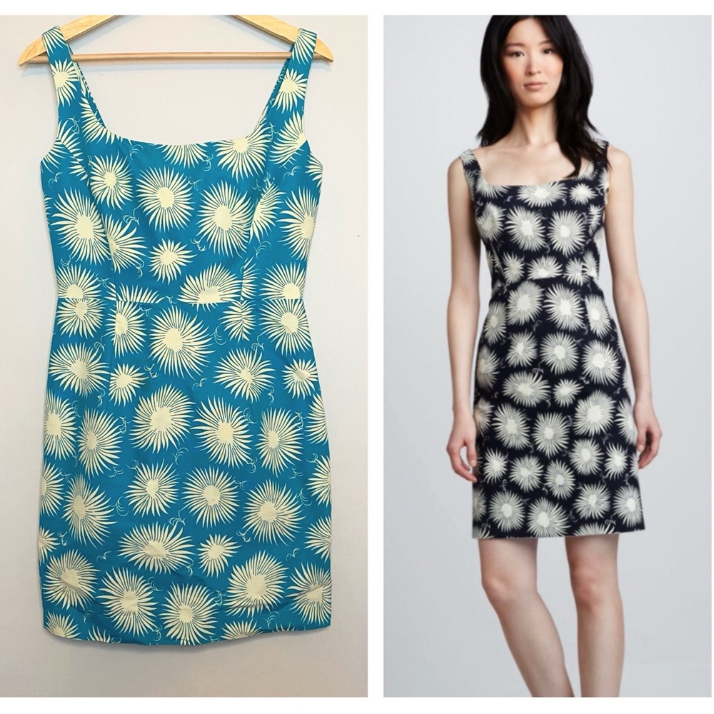 Milly New York Sydie Sheath Dress Teal White US 6 UK 10 $385